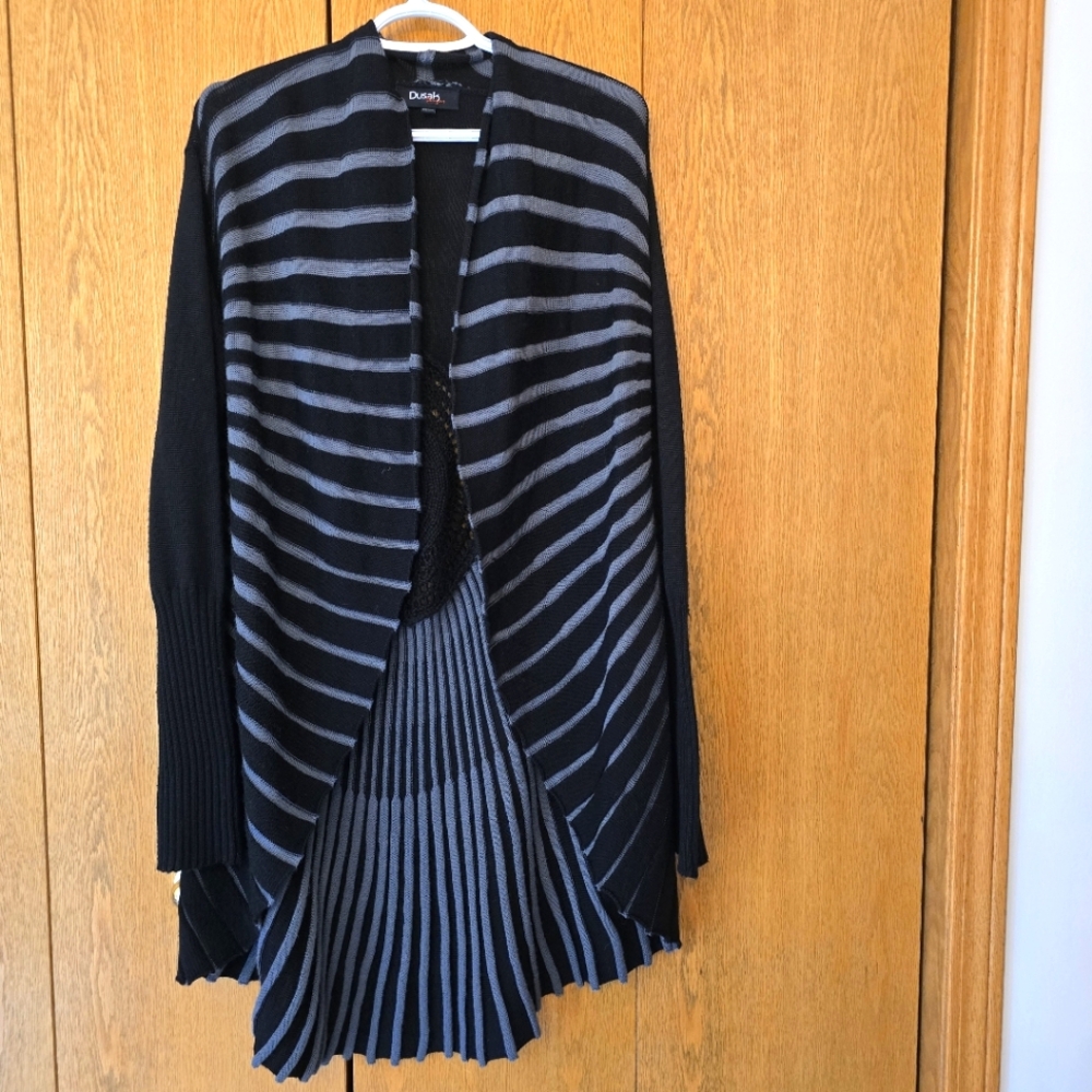 Women's Black and Gray Striped Sweater